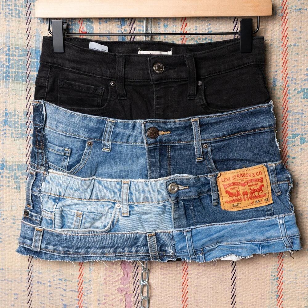 Custom Upcycled Patchwork Mini Skirt - image 1